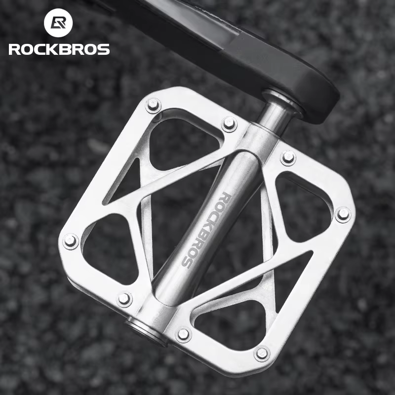 ROCKBROS Pédalier de vélo Ultraléger en Alliage de Titane Pédales Étanches et Scellées Anti-dérapantes avec Large Piste