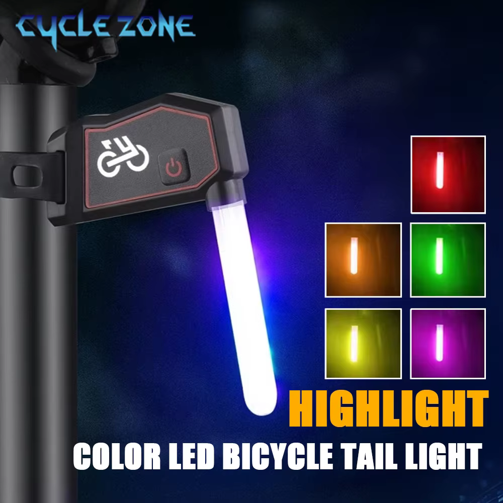 Feu arrière de vélo couleur LED à eau qui coule, clignotant Rechargeable, feu arrière d'avertissement pour vtt, vélo de route, cyclisme