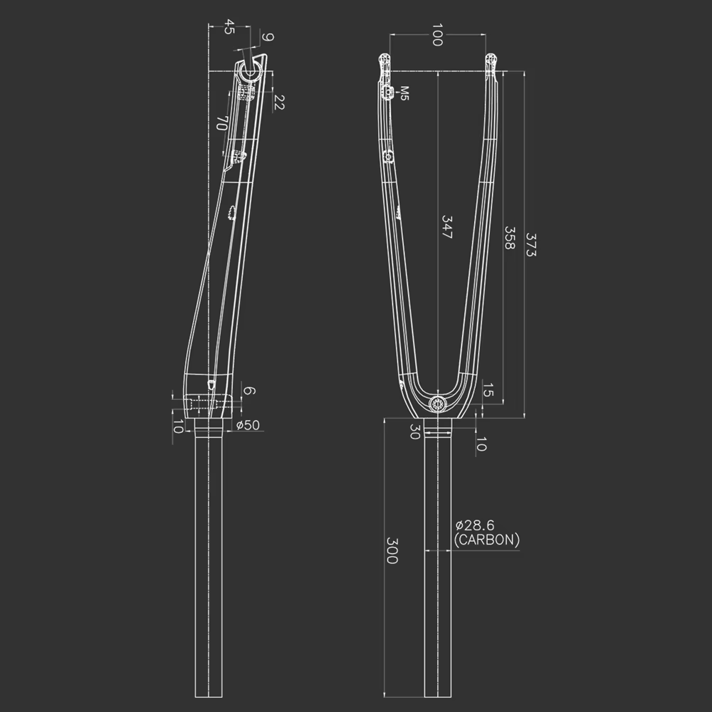 DODICI fourche avant de vélo ultralégère en Fiber de carbone Tube droit