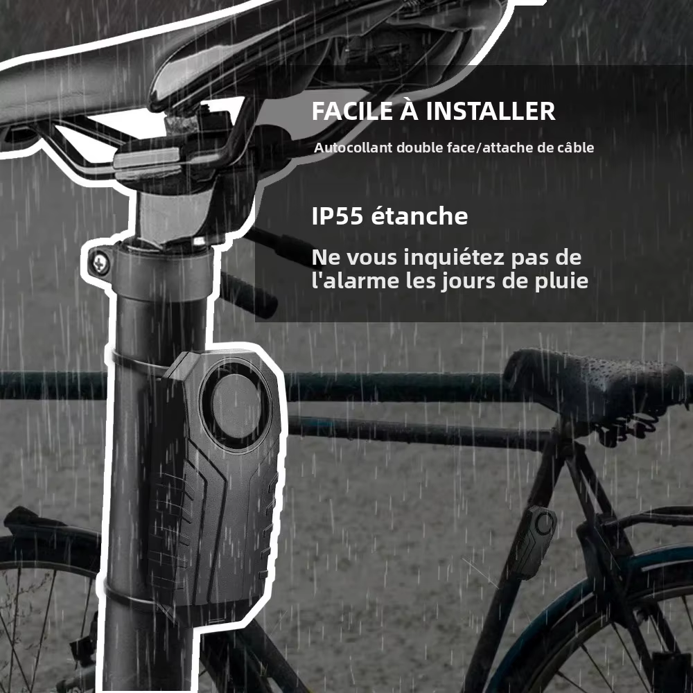 ELECTOP alarme de vélo 113dB antivol sans fil Vibration télécommande