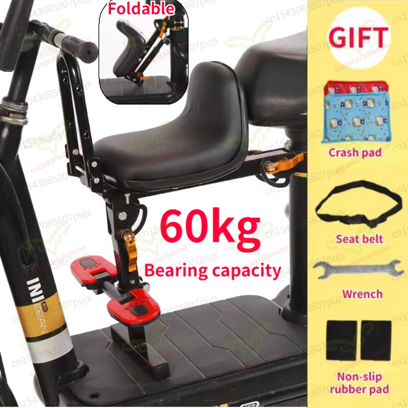 Siège de sécurité enfant pliable avant pour vélo électrique et trottinette