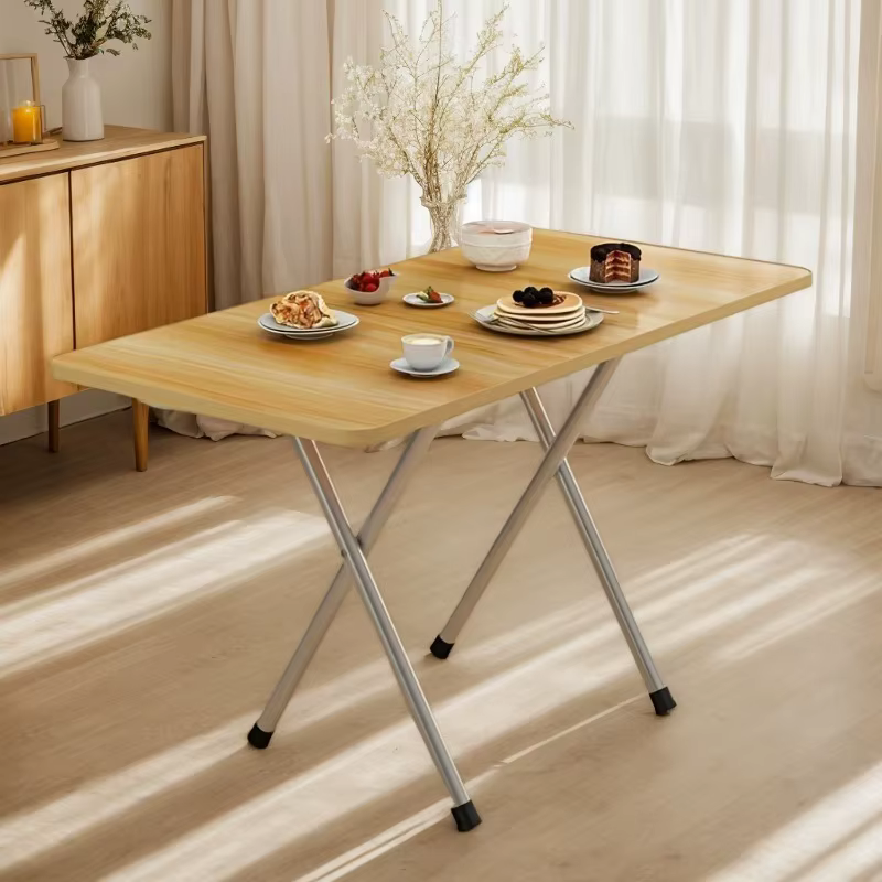 Table pliante simple de petite taille pour la maison, table à manger, table d'étude pour étudiants, table portable à double barre pour dortoir ﻿