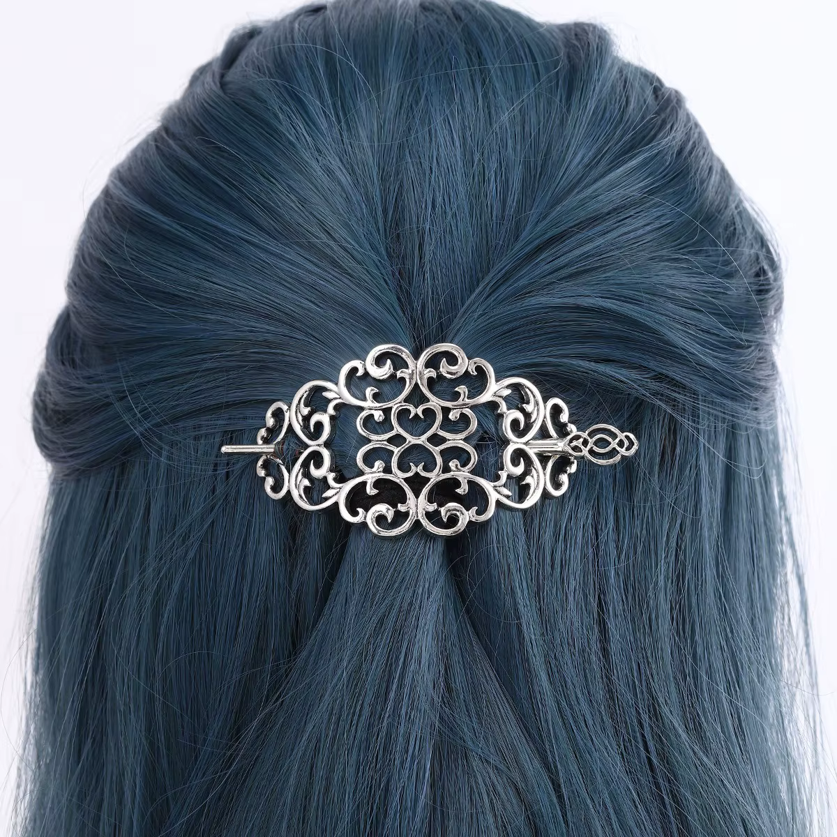 1pc mode Vintage argent filigrane cheveux toboggan complexe défilement conception gothique Style médiéval accessoire de cheveux parfait académique