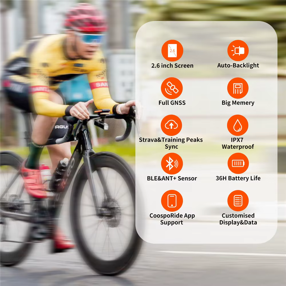 COOSPO BC200 Ordinateur de vélo sans fil GPS Compteur de vitesse