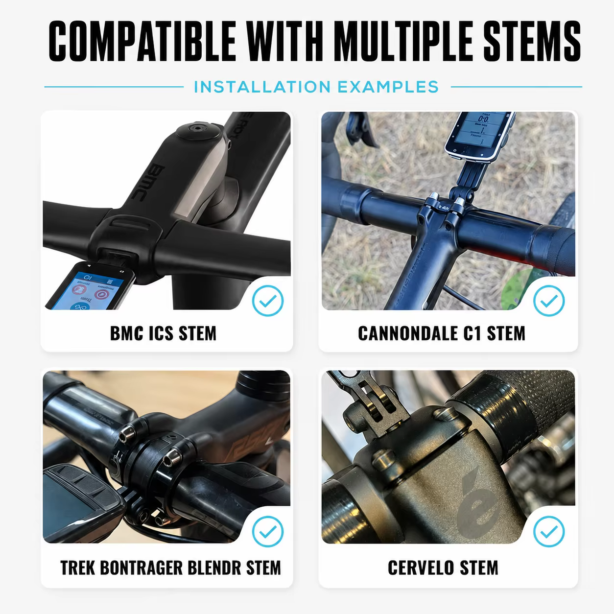 Pour Trek Bontrager Blendr BMC ICS Cervelo tige de vélo guidon avant Gopro Combo support pour Garmin Wahoo Bryton