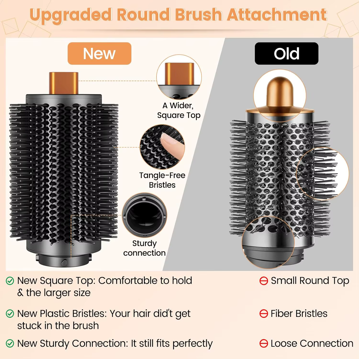 Grande brosse ronde volumisante, peigne à boucler pour accessoires Dyson Airwrap, plus grande brosse ronde pour cheveux raides et ondulés
