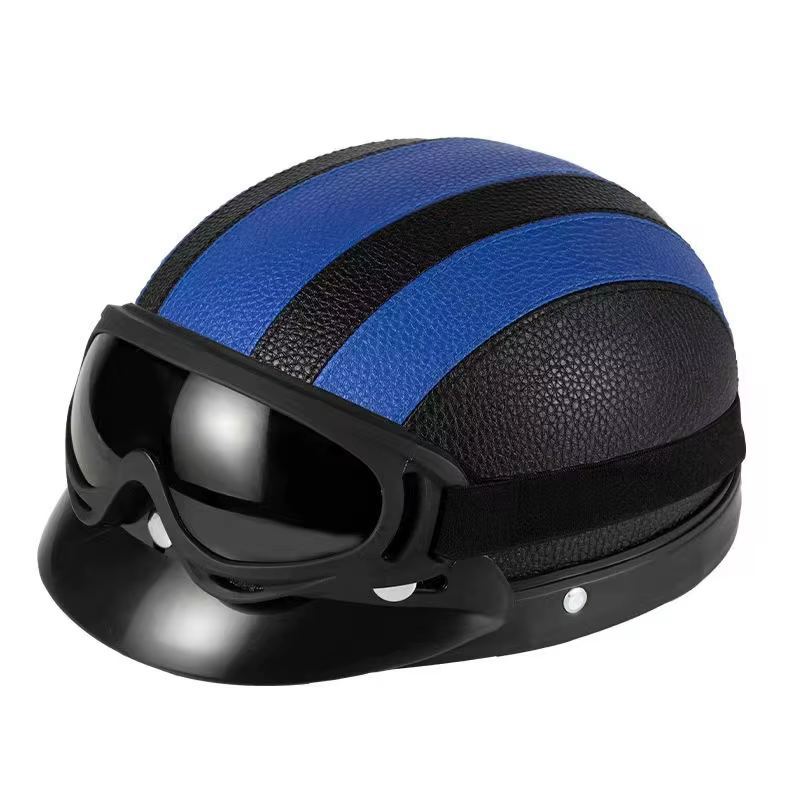 Casque vintage en cuir Harley pour homme et femme