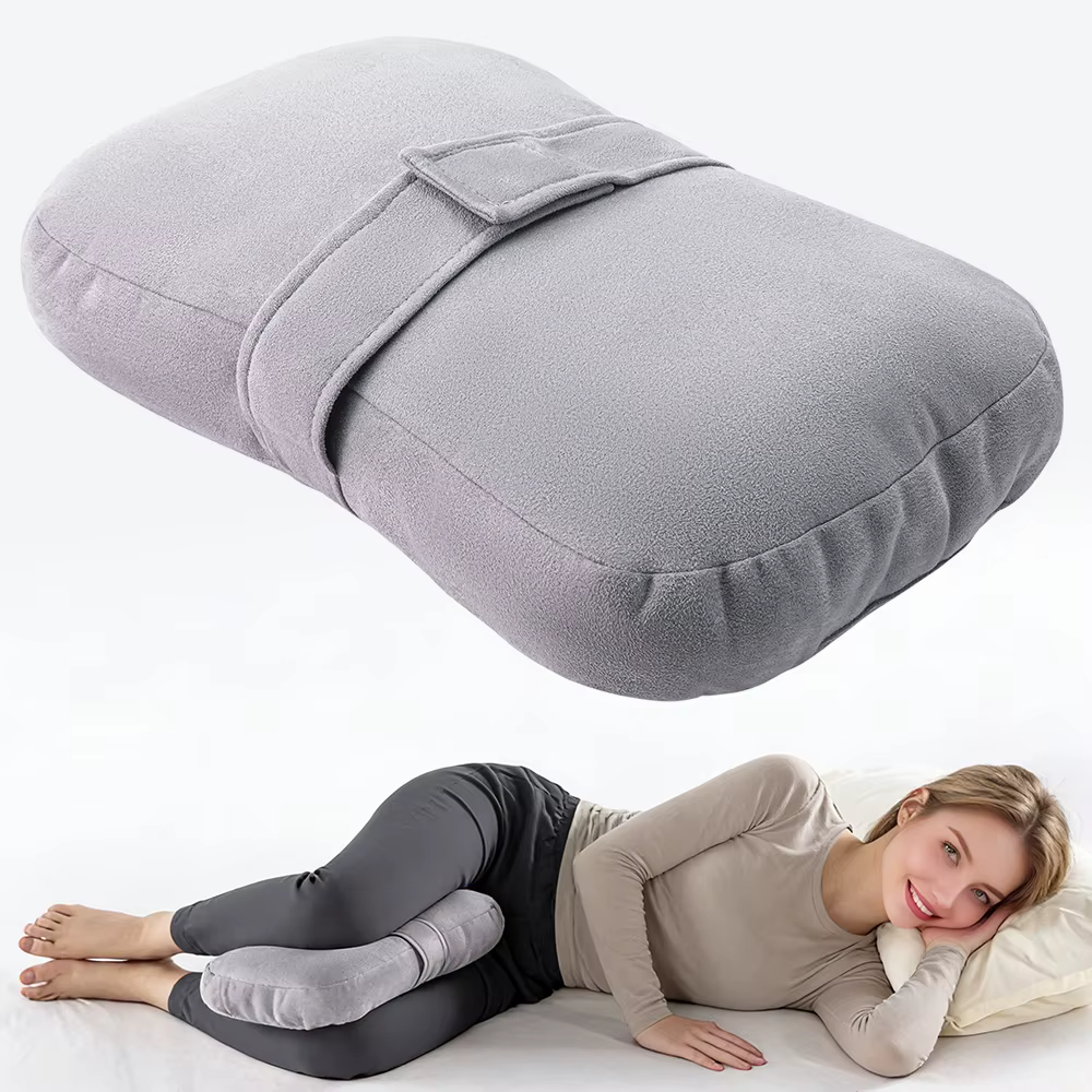 Oreiller pour dormeurs latéraux, oreiller de soutien pour les maux de hanches et de dos, peluche, ceinture de liaison et lavable en Machine