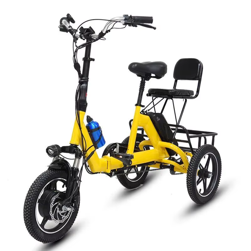 14 pouces 3 roues vélo électrique pliable femmes ville avec siège enfant 48V Mini Tricycle