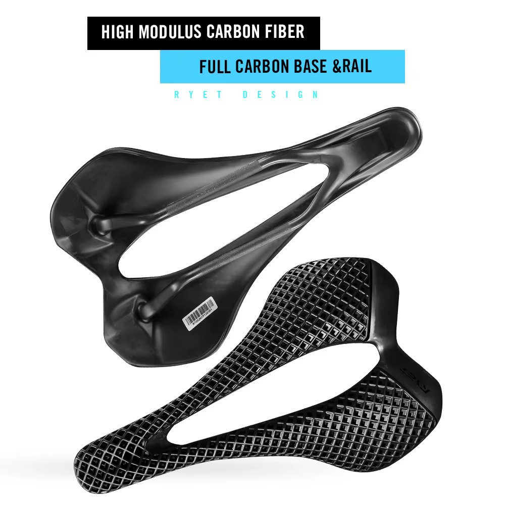 Selle RYET 148g Ultra-légère Imprimé 3D Carbone 243x147mm Pour Course Route Vélo Coussin Assise