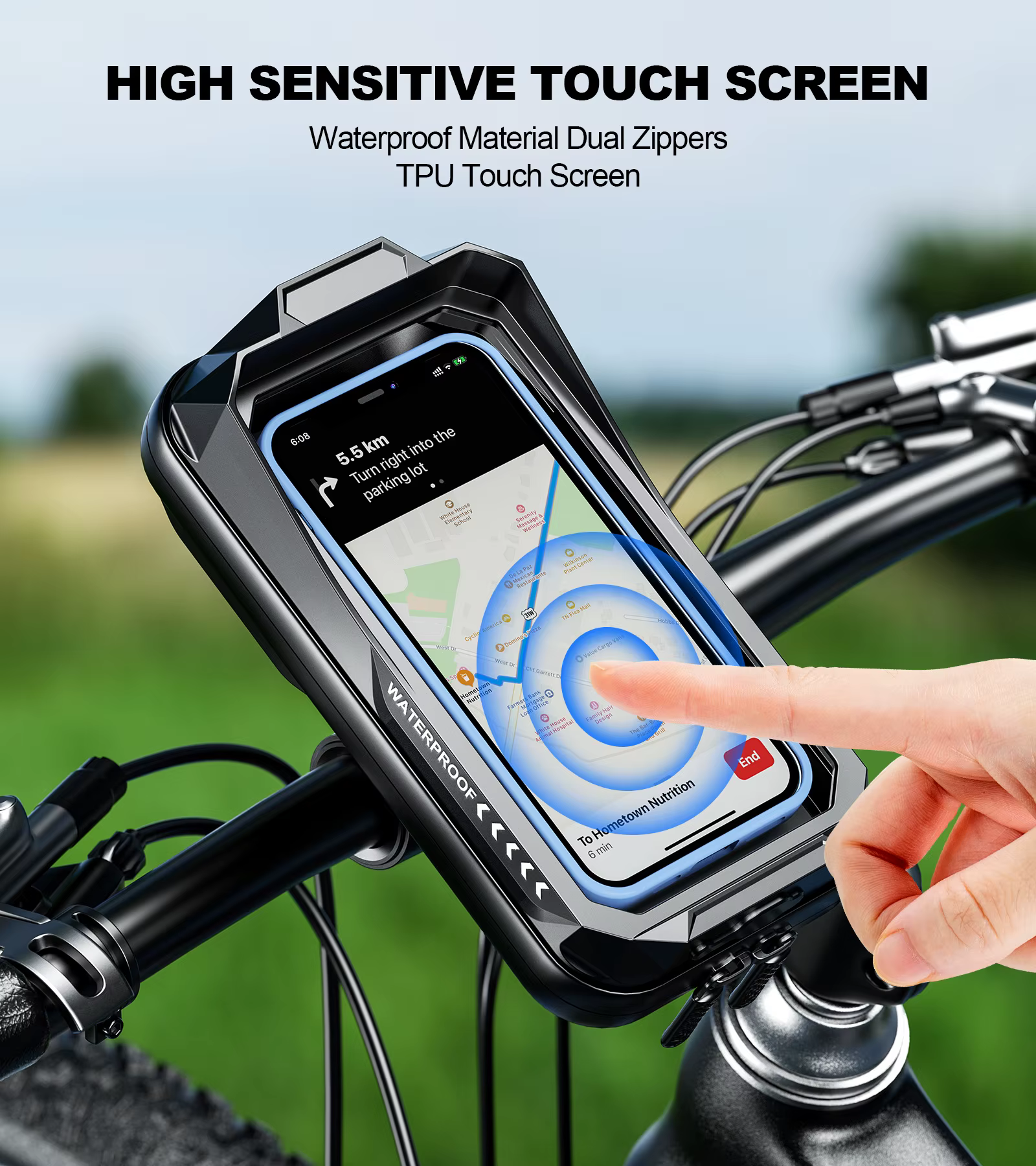 Support de sac de guidon de téléphone de vélo