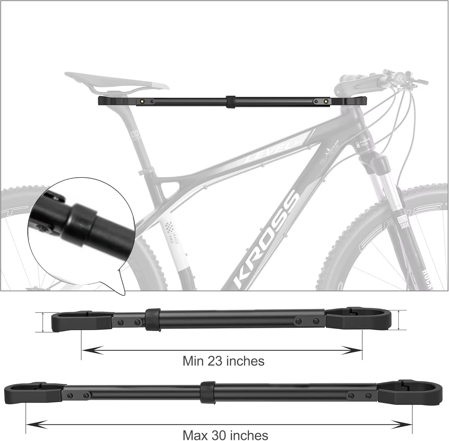 Support de vélo barre transversale réglable adaptateur de Tube supérieur