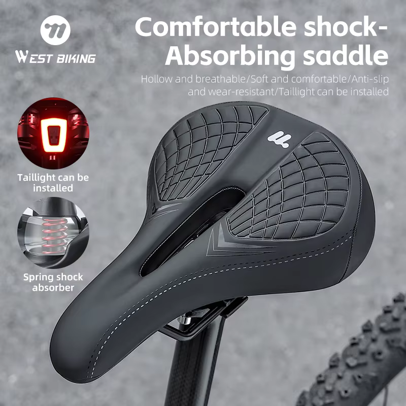 WEST BIKING-Selle de vélo VTT avec feu arrière