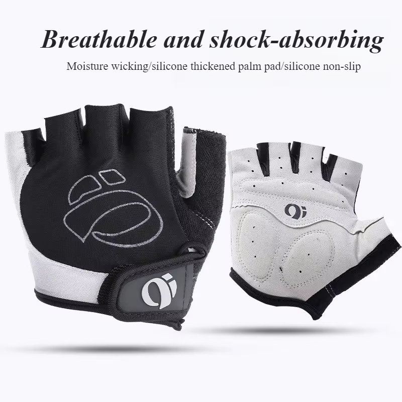 Gants de cyclisme demi-doigt-coussin de paume en silicone antidérapant