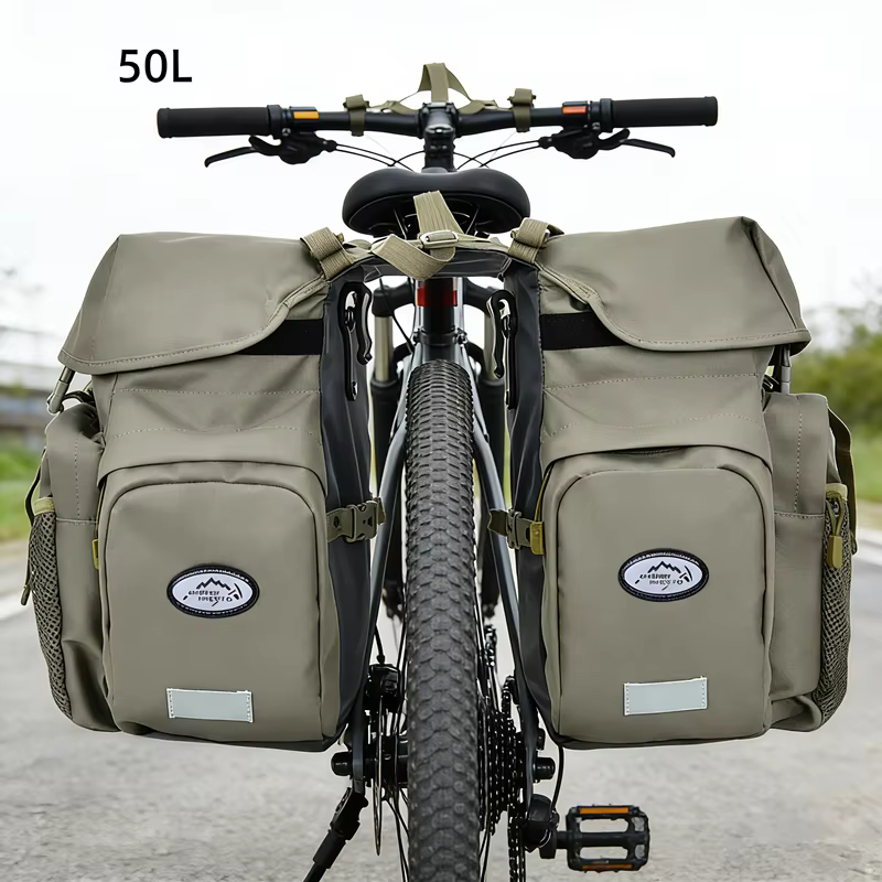 2026 sac de vélo 50L Nylon vélo support arrière coffre vélo bagages siège arrière sacoche réfléchissant cyclisme stockage vélo accessoires