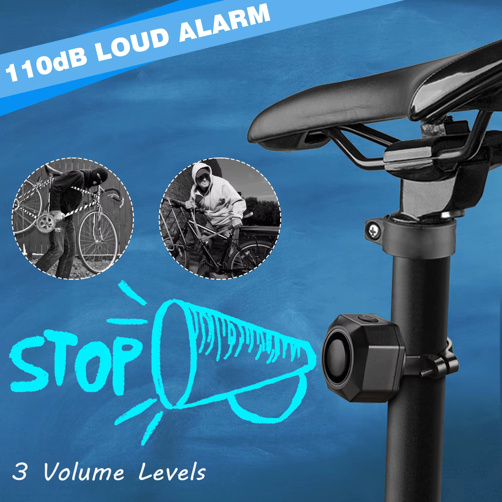 Rockbye alarme de Vibration de vélo sans fil USB télécommande Rechargeable