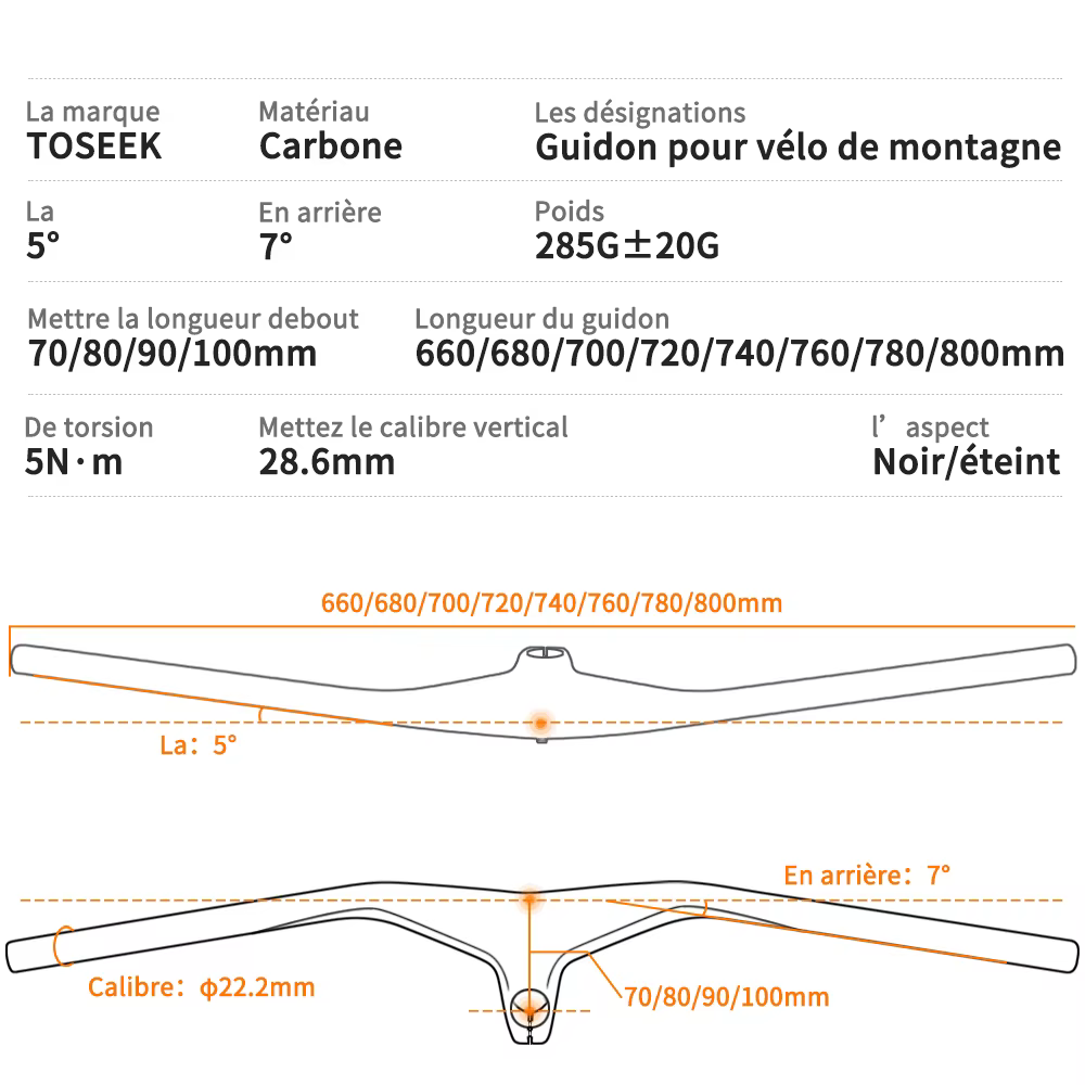 TOSEEK – guidon et tige de vtt intégrés en carbone