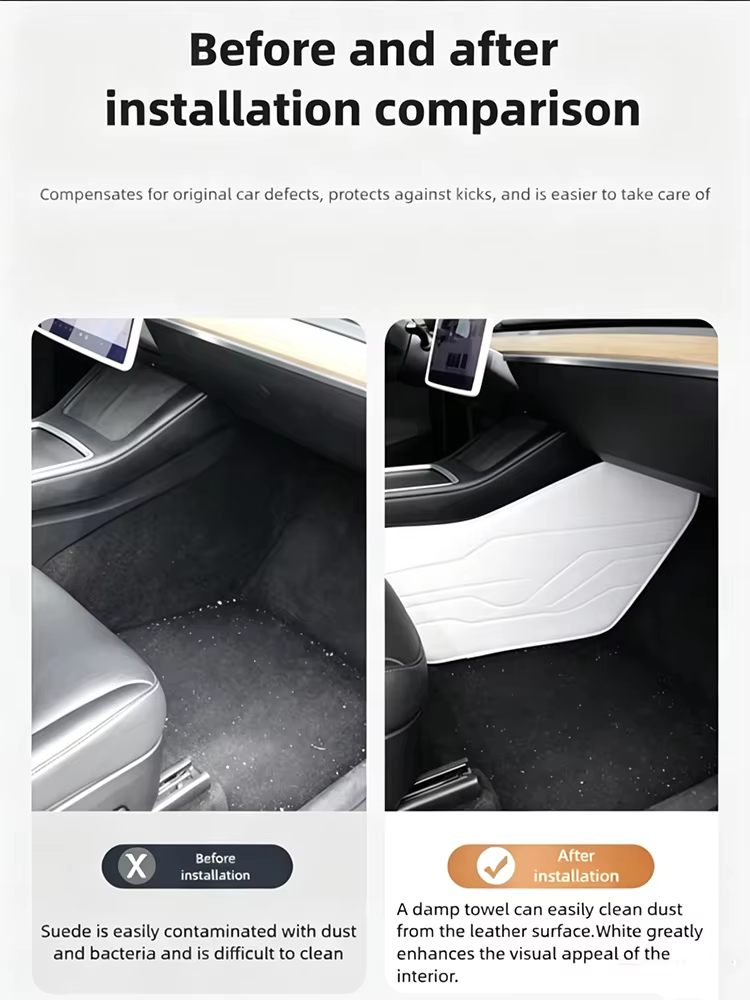 Pour Tesla Model Y/YL Juniper, accessoires de décoration intérieure, protections, tapis en cuir blanc Model 3 Highland, 2 pièces, cockpit, 2 côtés