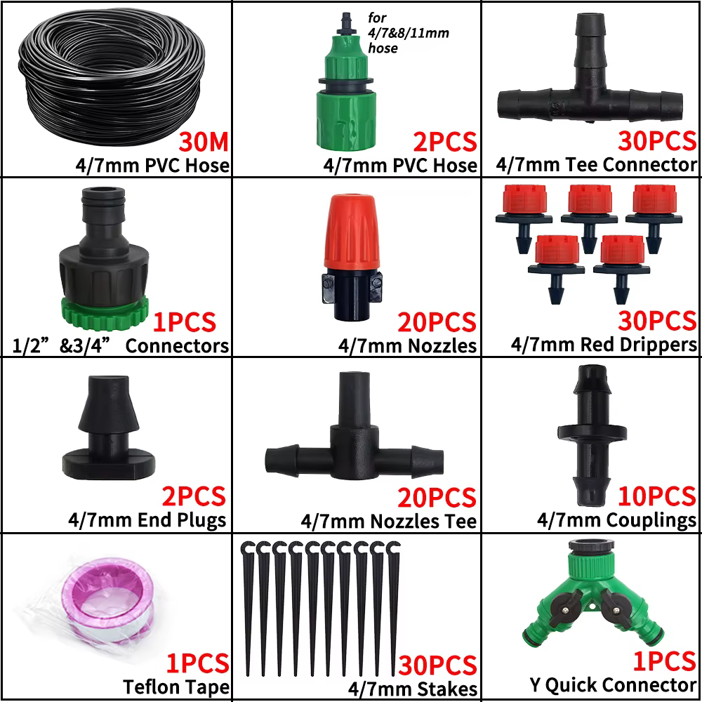 Système d'irrigation, outils de jardin, Kits d'arrosage goutte-à-goutte, tuyau d'arrosage automatique avec installation pratique réglable, économie d'eau