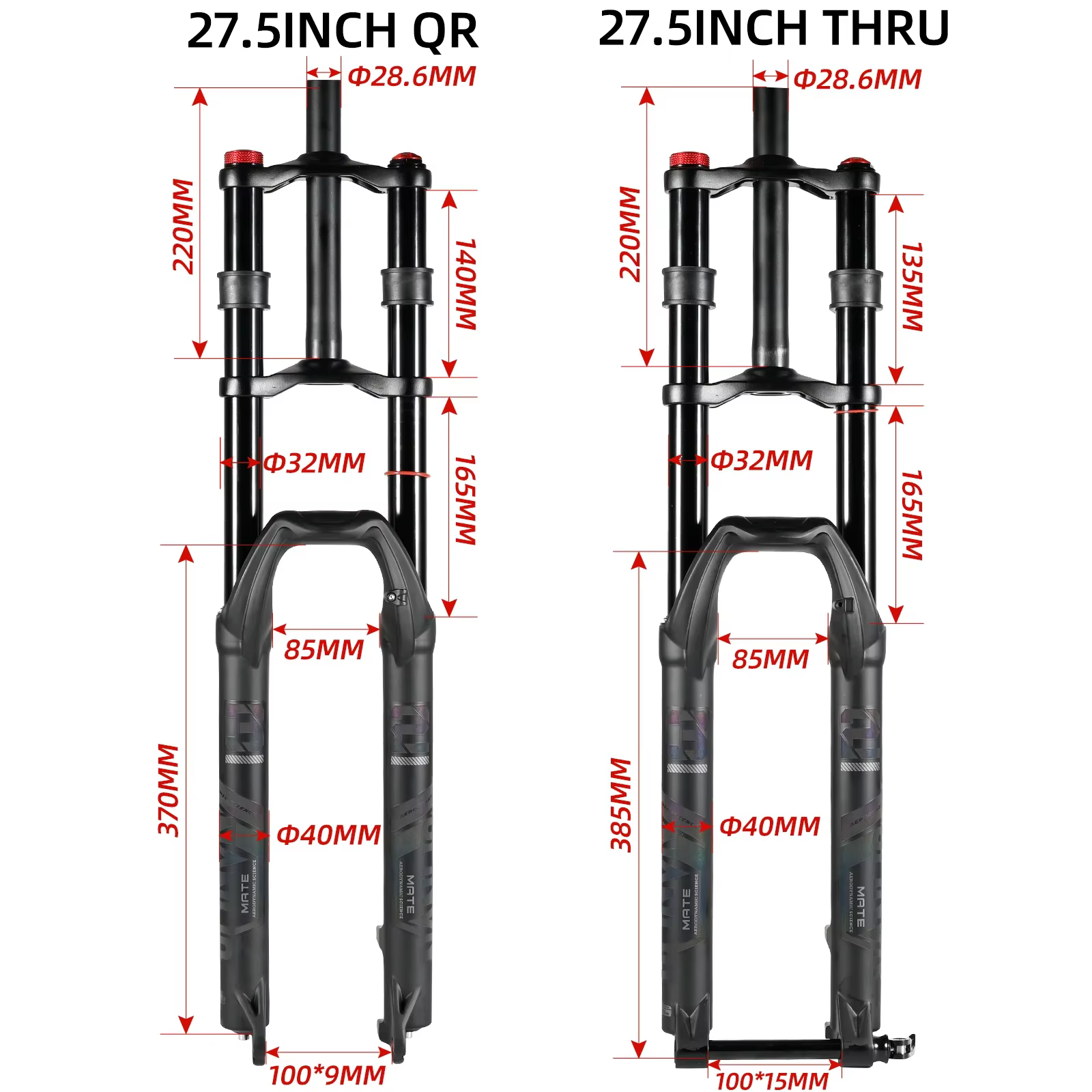 Double couronne VTT fourche pneumatique 27