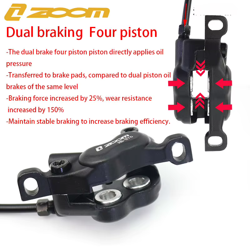 Freins à disque hydrauliques ZOOM HB876 à 4 pistons – Performance ultime pour le vélo de montagne! Sy de freinage
