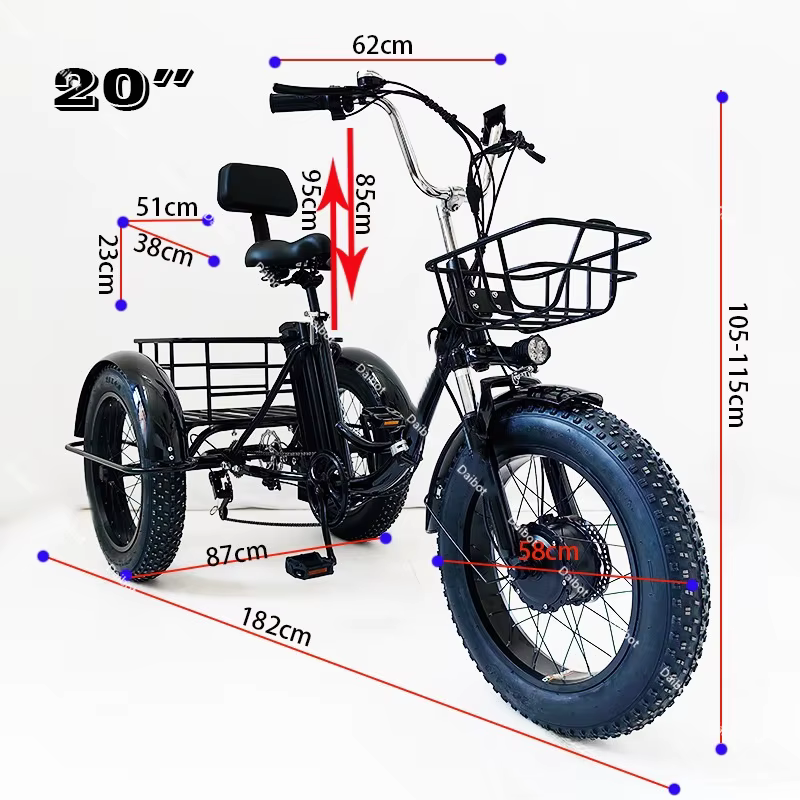 Tricycle électrique pliant de 20 pouces pour adultes