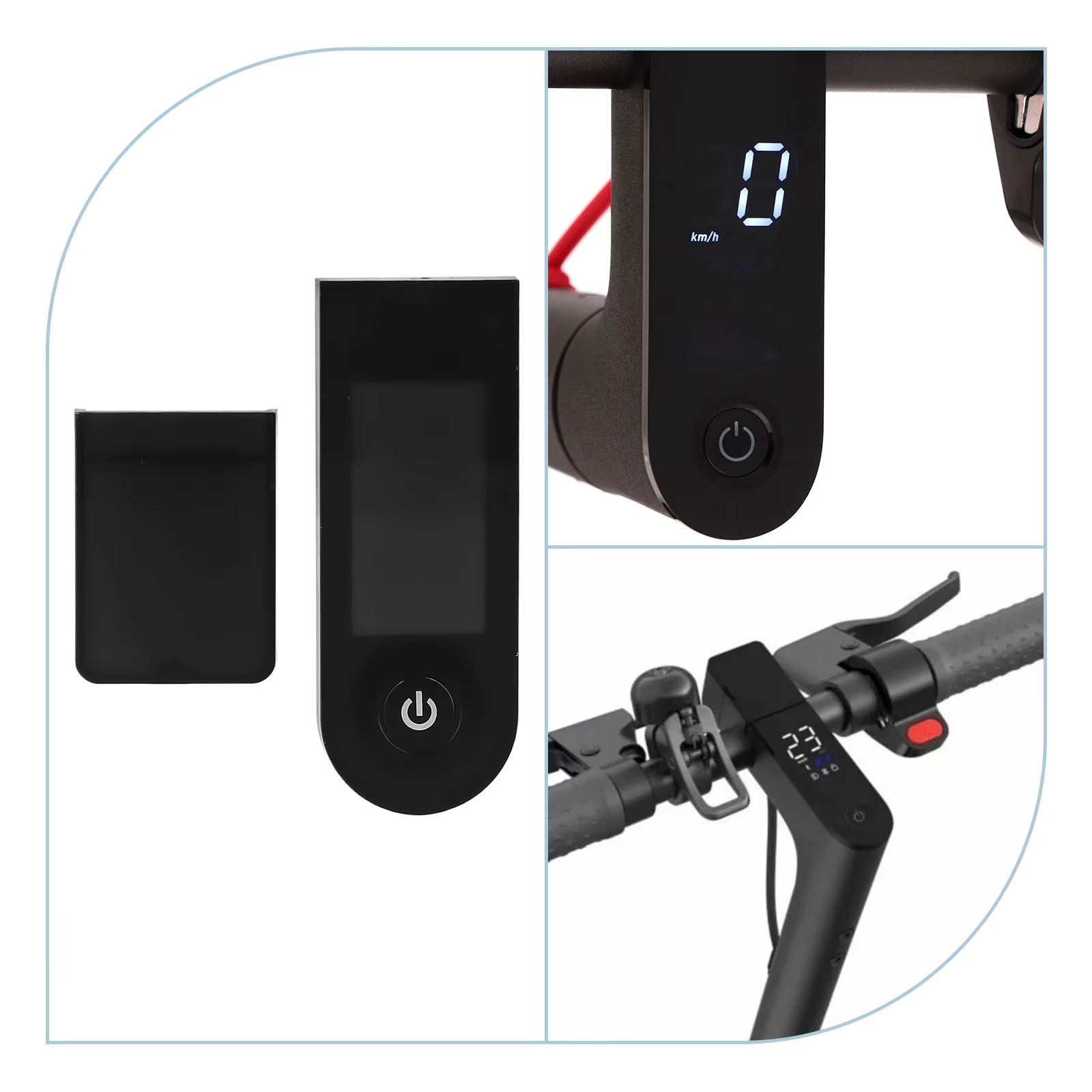 Affichage du tableau de bord du scooter 9*3.3cm/4.5*3.3cm noir avec protection d'écran