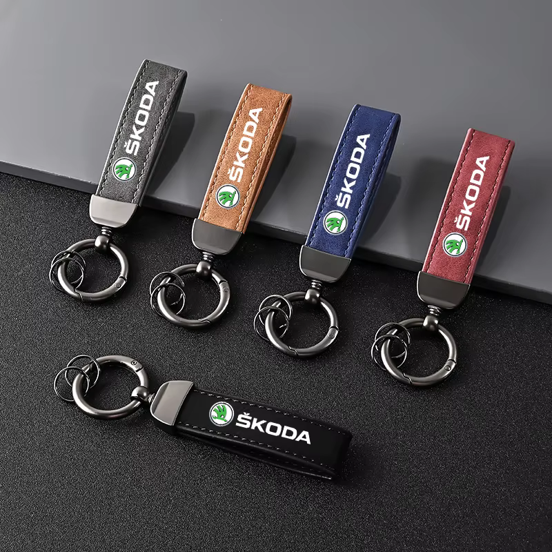 Porte-clés en cuir pour voiture, accessoires pour Skoda Octavia Fabia Rapid Superb Kodiaq Scala Karoq Citigo Kamiq Roomster Enyaq