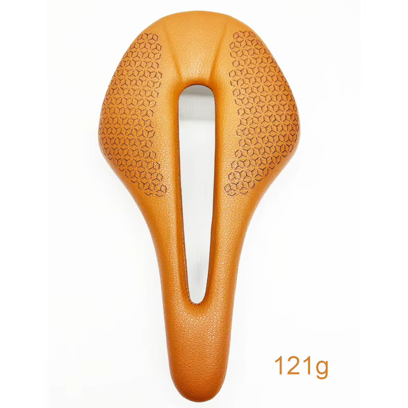 Selle de vélo rétro marron en fibre de carbone faite à la main de 150/143 mm - Ultra légère et respirante