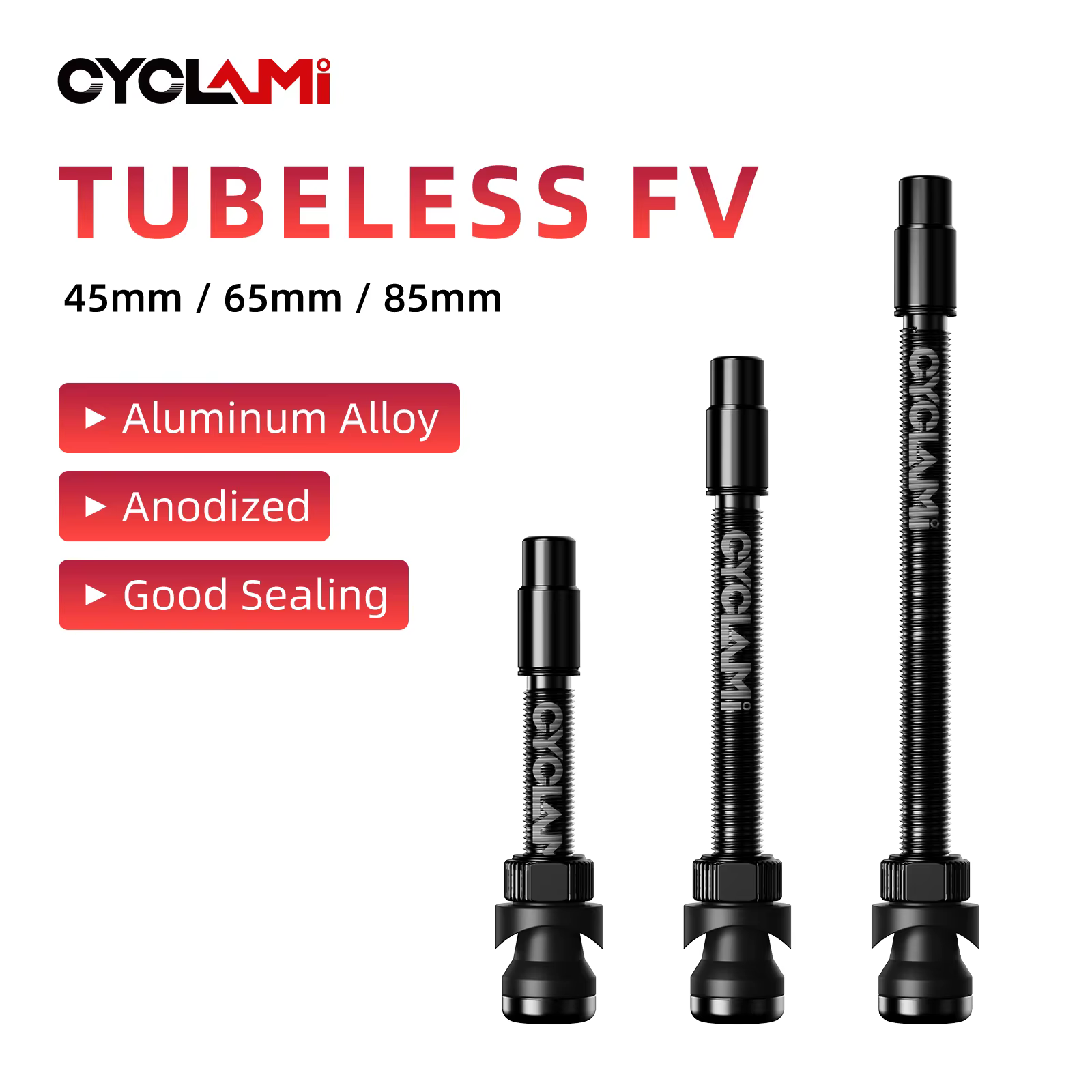CYCLAMI 45 65 85mm vannes Tubeless vélo en alliage d'aluminium Presta mamelons noyau amovible Valve d'air pour route vtt VTT