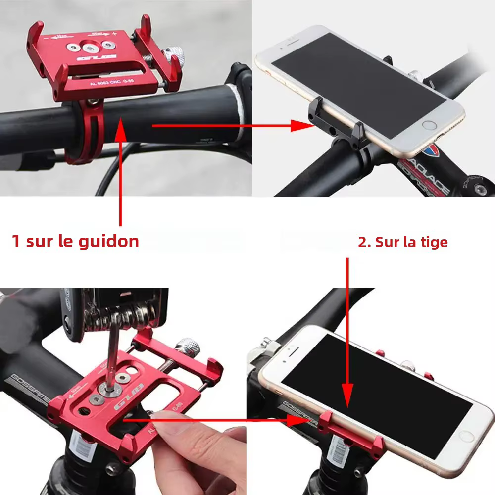 GUB G85 support de téléphone de vélo universel réglable 3.5-6.5 pouces Smartphone guidon