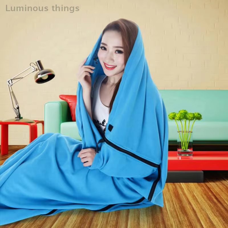 Sac de couchage en polaire pour adultes, Type enveloppe, Portable, toutes saisons, pour voyage, Camping et sieste, équipement d'extérieur chaud et confortable
