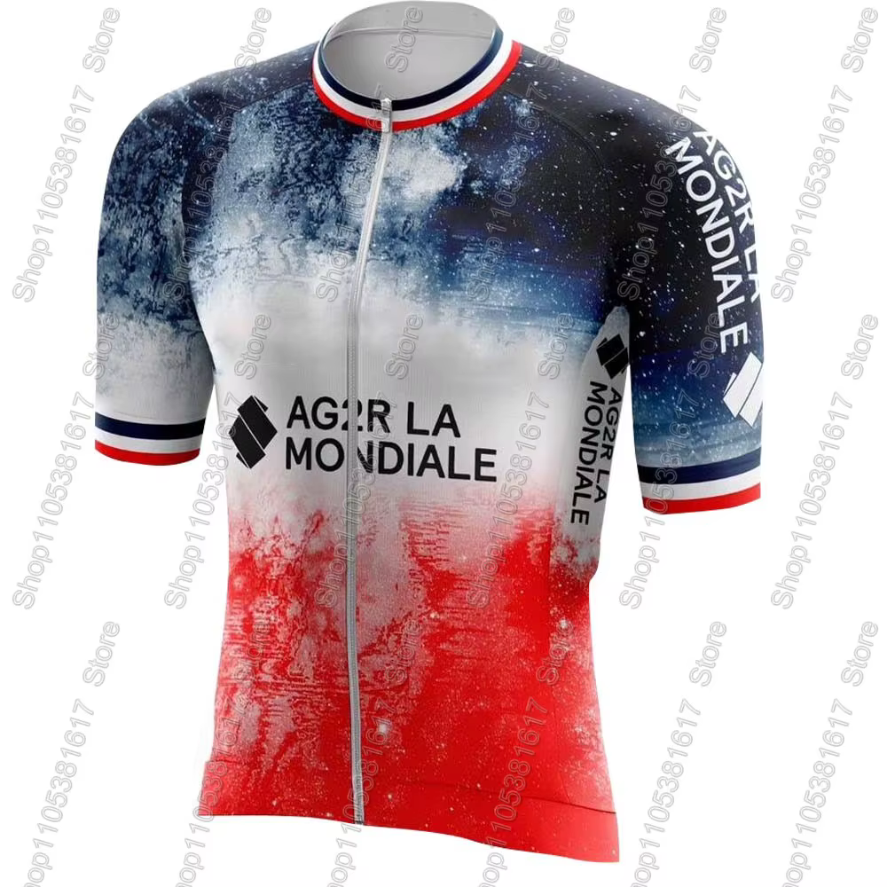 Ensemble Maillot et Cuissard Cycliste Ag2r France Team 2026 – Tenue Complète Vélo de Route et VTT