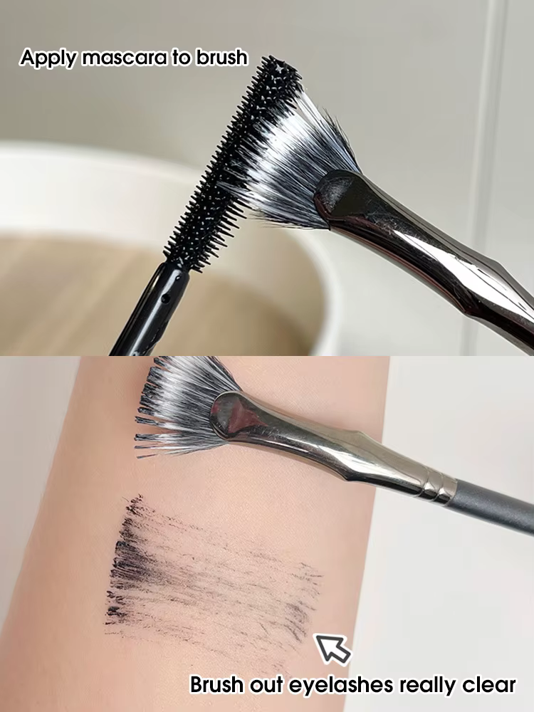 Brosse à mascara en éventail pliant, cheveux doux, tête plate, brosse urgente, racine claire, brosse à mascara inférieure