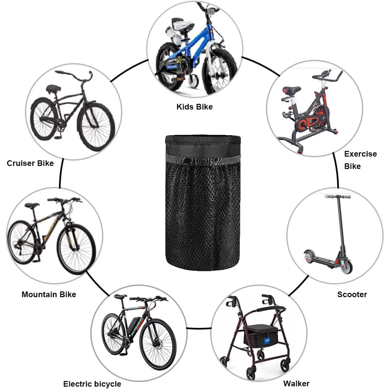 Sac porte-bouteille d'eau de vélo isolé avec rangement pour téléphone