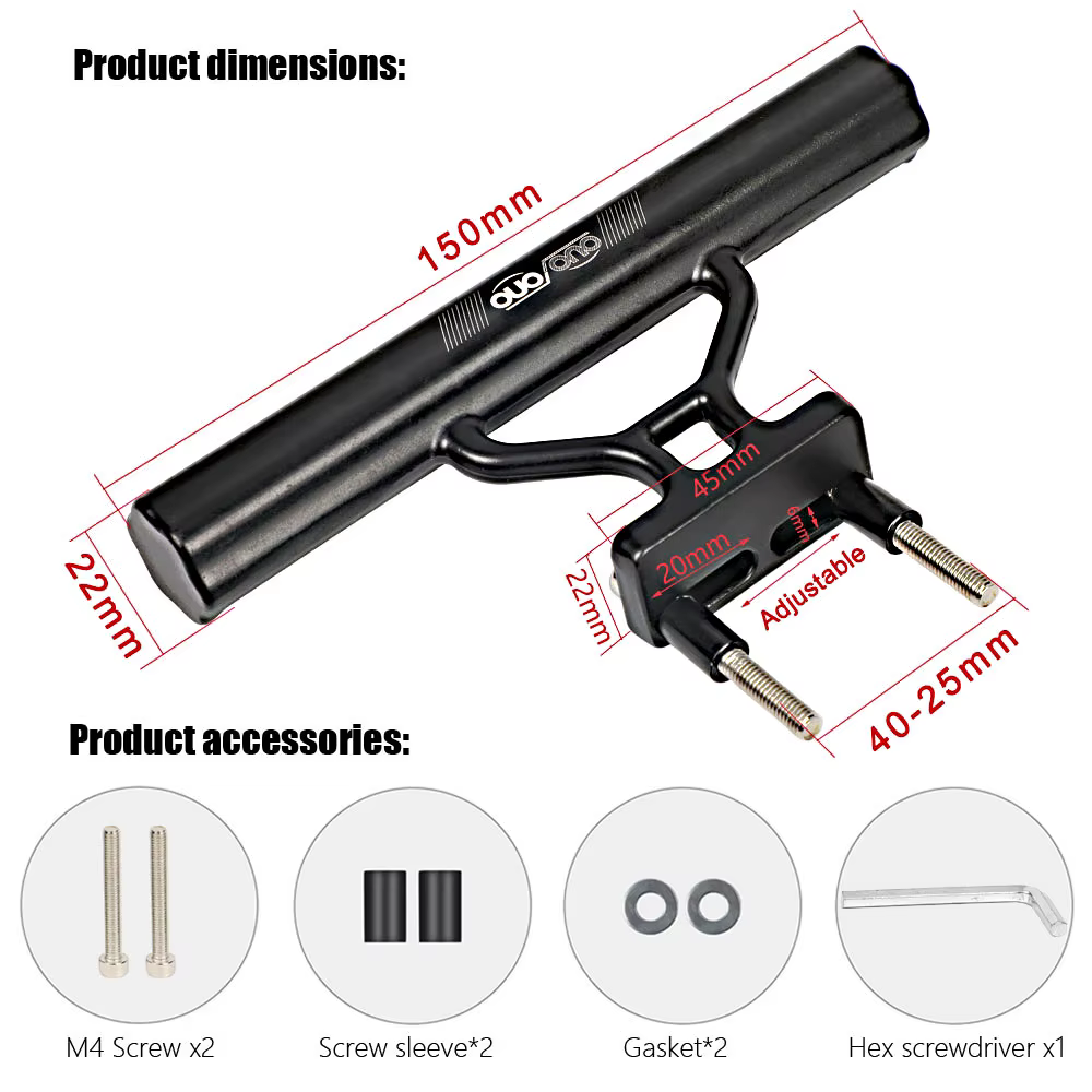 OUO support d'extension de guidon de vélo ultraléger en alliage d'aluminium, accessoire de cyclisme