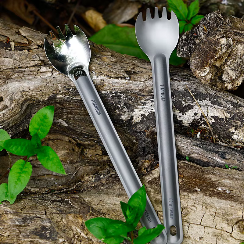 Tiartisan – cuillère Spork à Long manche en titane, couverts, vaisselle ultralégère, vaisselle Portable d'extérieur, équipement de Camping