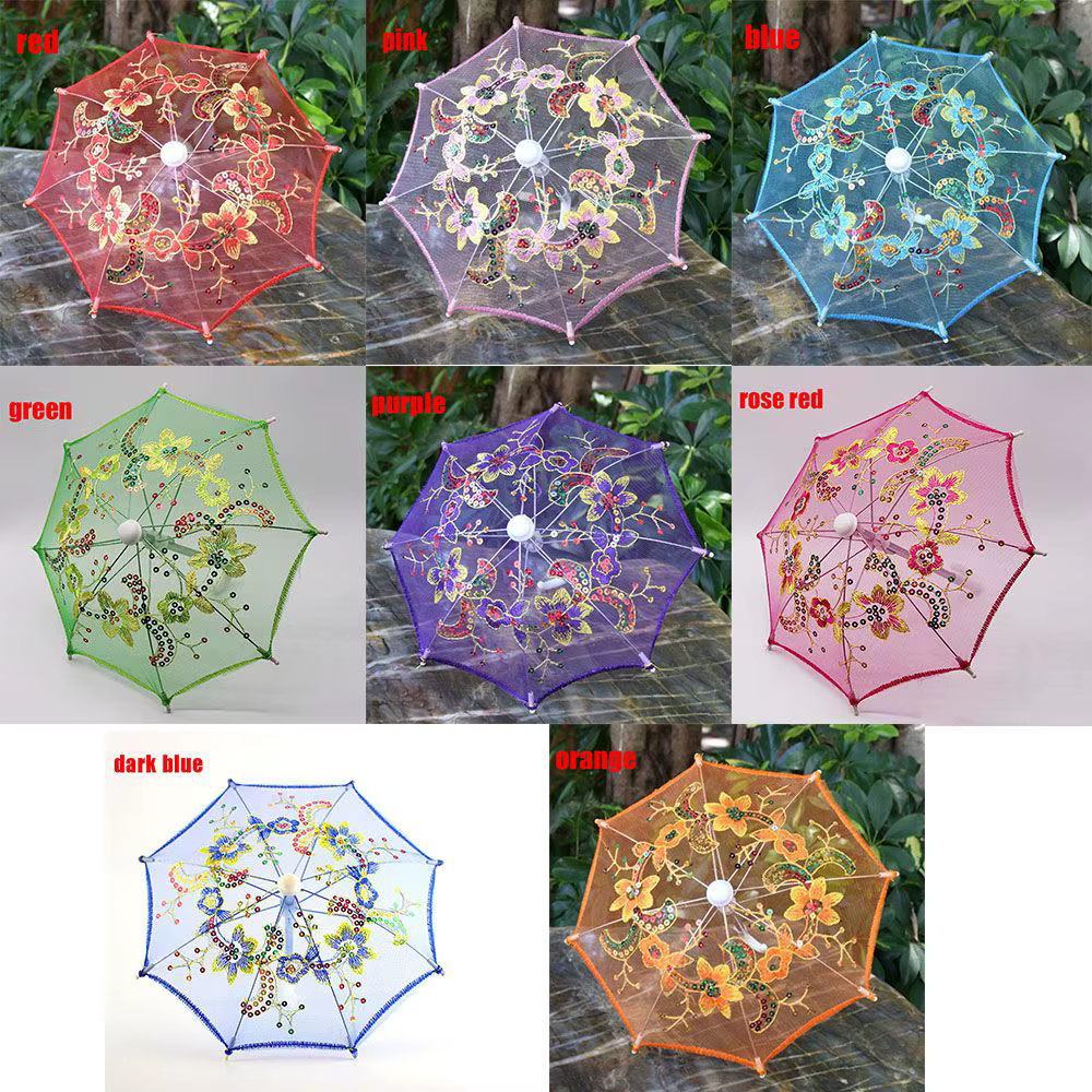 Mini parapluies brodés en dentelle pour bébés et enfants, accessoires de beurre faits à la main, plastique, cadeaux jouets pour filles