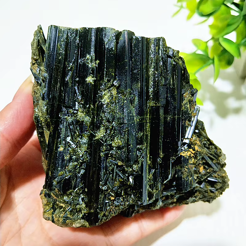Cristal naturel Verdelite vert Tourmal pierre minérale gemmes méditation spirituelle exorcisme Feng Shui décoration de la maison