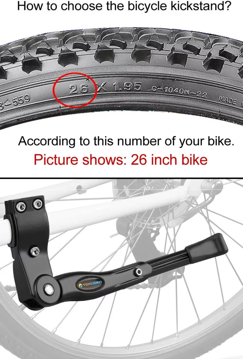 Béquille de vélo réglable en alliage d'aluminium, béquille latérale de vélo