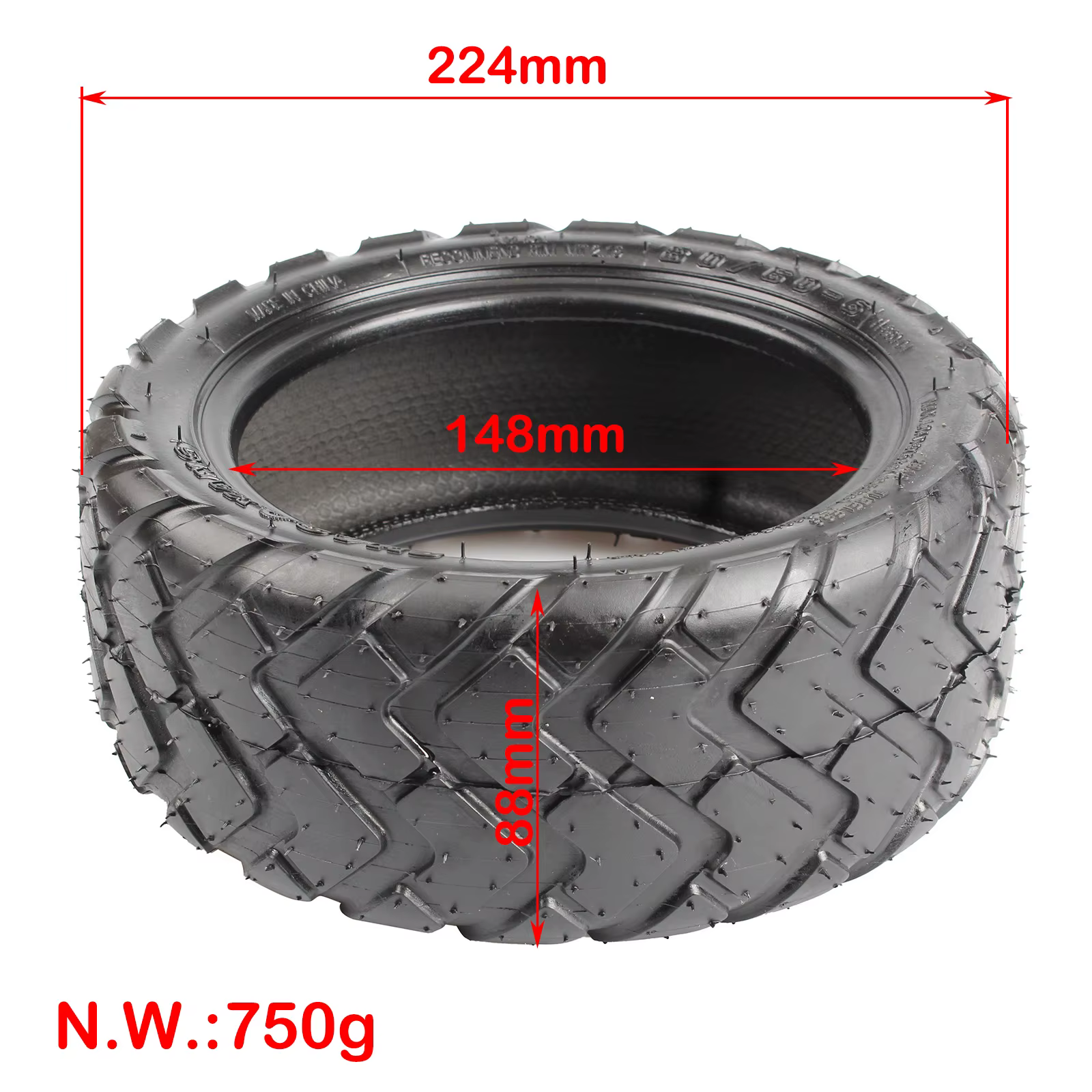 Pneu 80/60-6, pneu tubeless sous vide pour scooter électrique