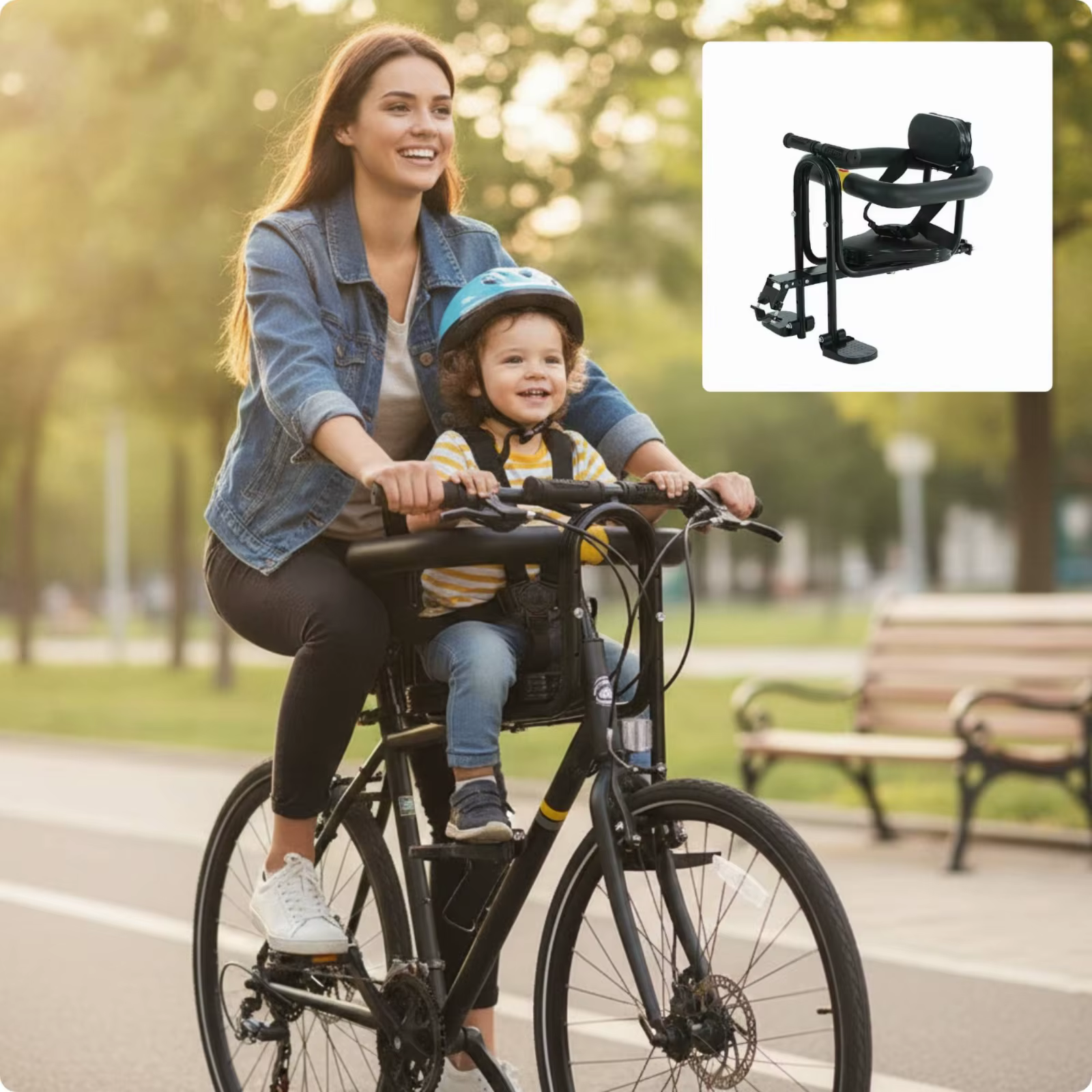 Siège de vélo pour enfant, siège de vélo sécurisé avec harnais, rembourré et sécurisé pour les tout-petits, les balades en famille, le cyclisme en plein air