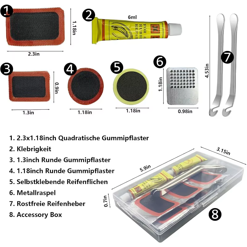 Kit de réparation de pneus de vélo-8 patchs