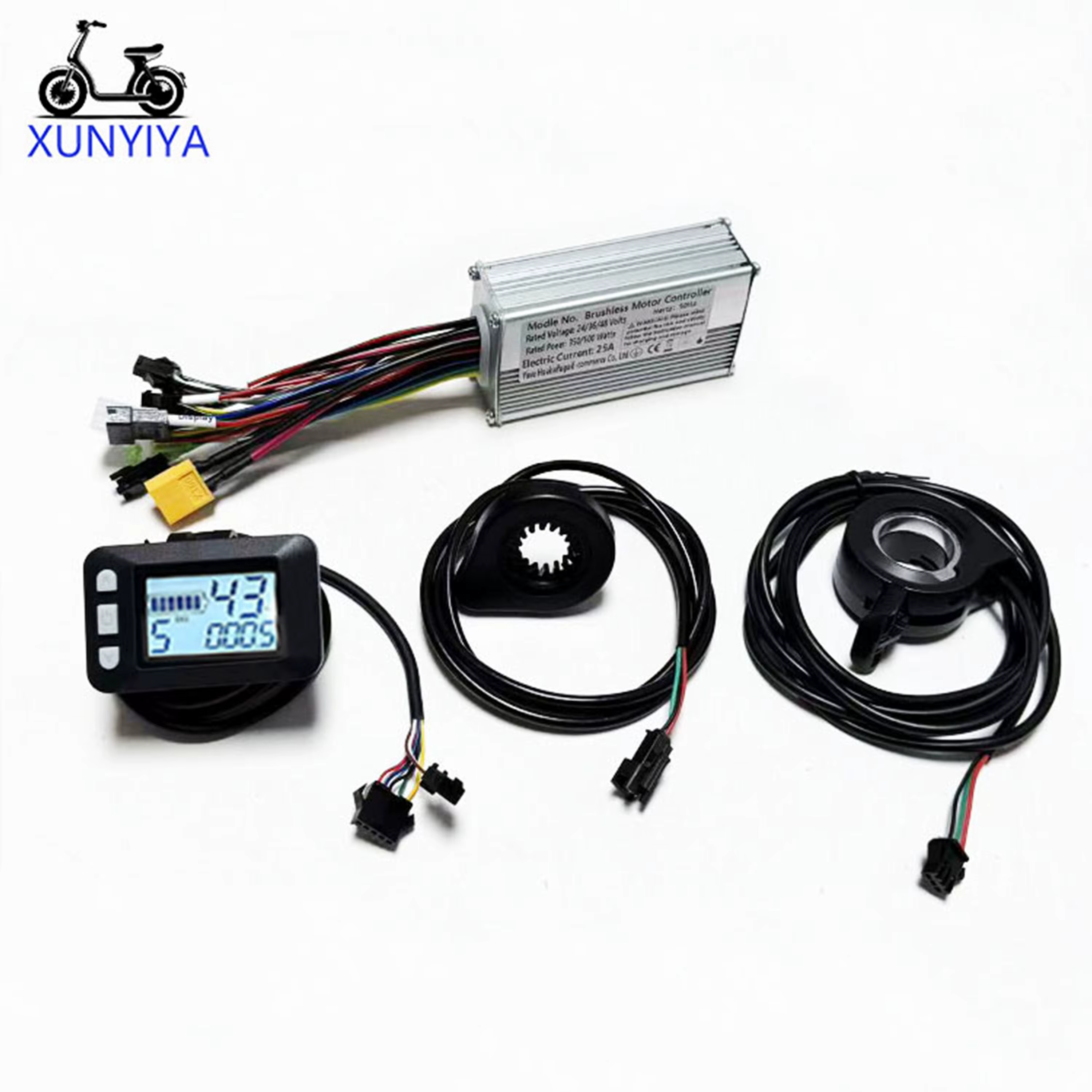 Contrôleur de moteur sans balais pour vélo électrique 25A 24V/36V/48V 350W-500W avec accélérateur P.A.S