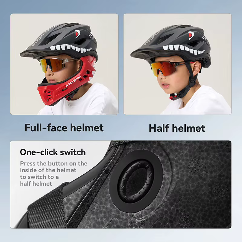ROCKBROS Casque de vélo pour enfants détachable intégral léger réglable respirant Balance Scooter