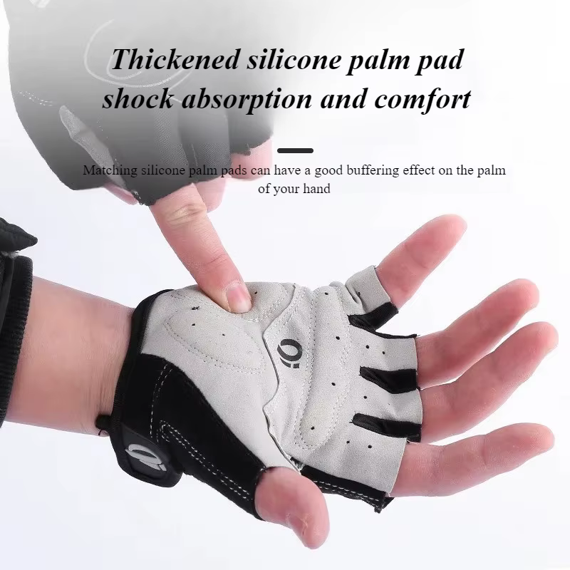 Gants de cyclisme demi-doigt-coussin de paume en silicone antidérapant