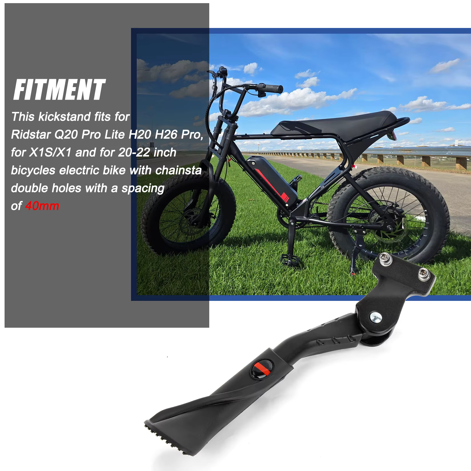 Béquille réglable antidérapante pour vélos électriques Ridstar Q20 Pro Lite H20 H26 Pro X1S/X1