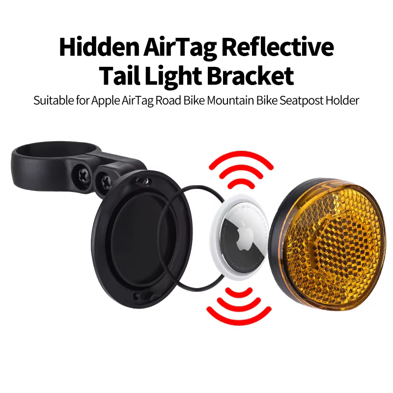 Support de feu arrière réfléchissant antivol de positionnement Airtag caché de vélo pour Apple
