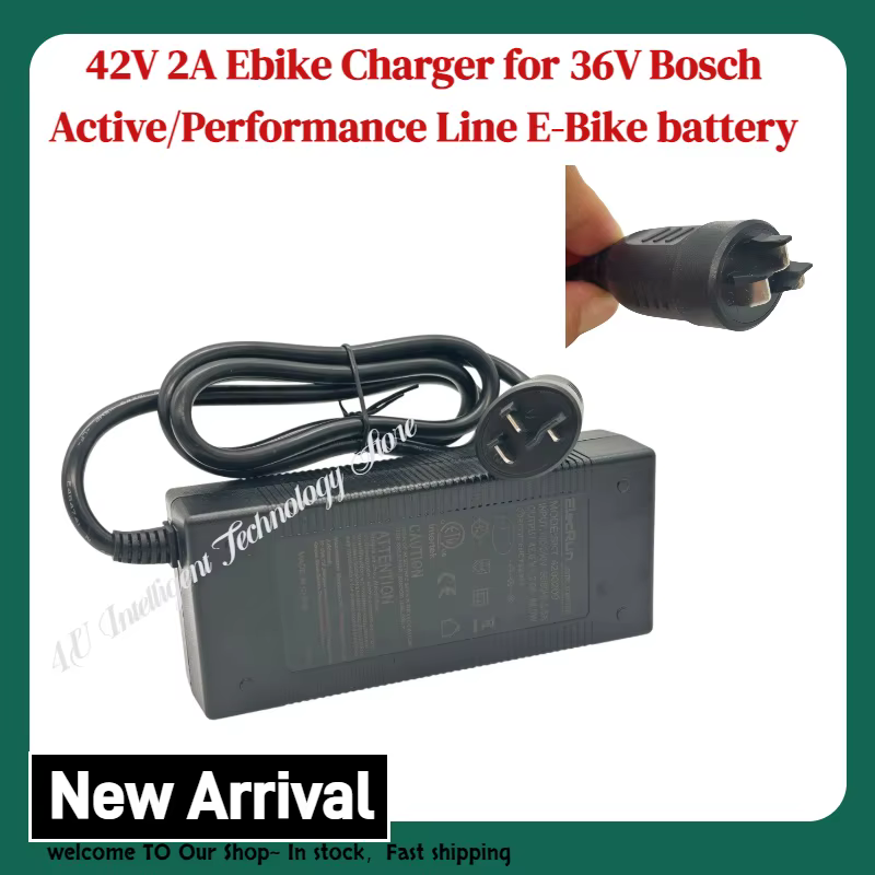 Chargeur de vélo électrique Elecrun 42V 2A compatible avec les batteries Bosch Active/Performance Line 36V pour vélos électriques