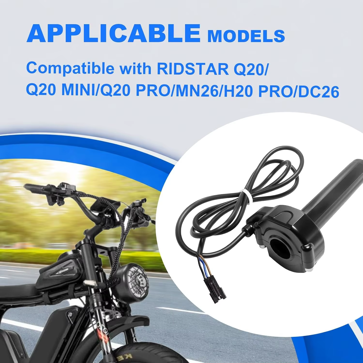 Poignée de gaz complète avec clé d'allumage pour Ridstar Q20